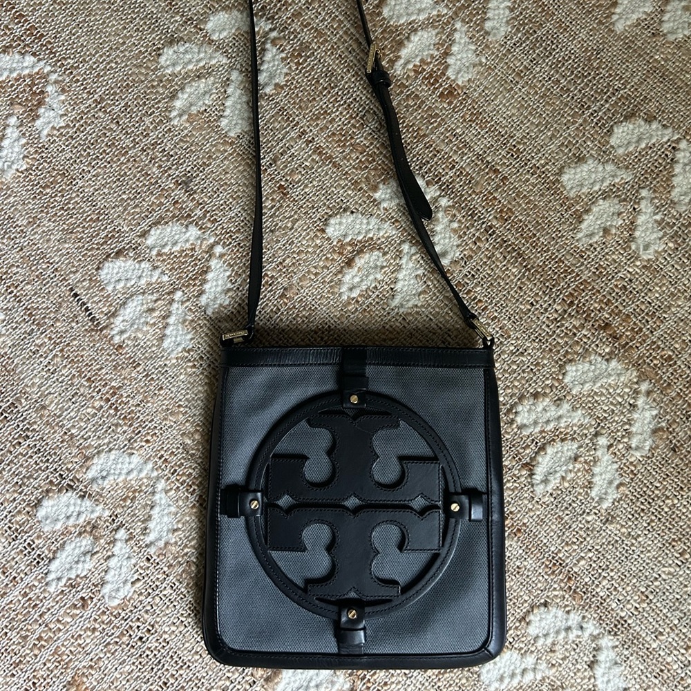 Black Crossbody Bag with Logo Design